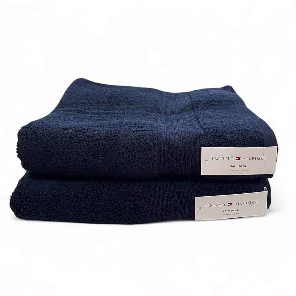Juego de toallas de baño Tommy Hilfiger azul 8 piezas 100 % algodón bordado logotipo extra suave Foto 4 de 4