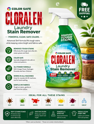 Cloralen Laundry Stain Remover Trigger 22 Oz - Free Shipping USA