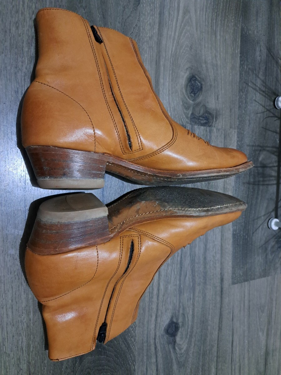 EUC VTG Hanover leather Ankle Boots Zippered Mens Western  display picture 1