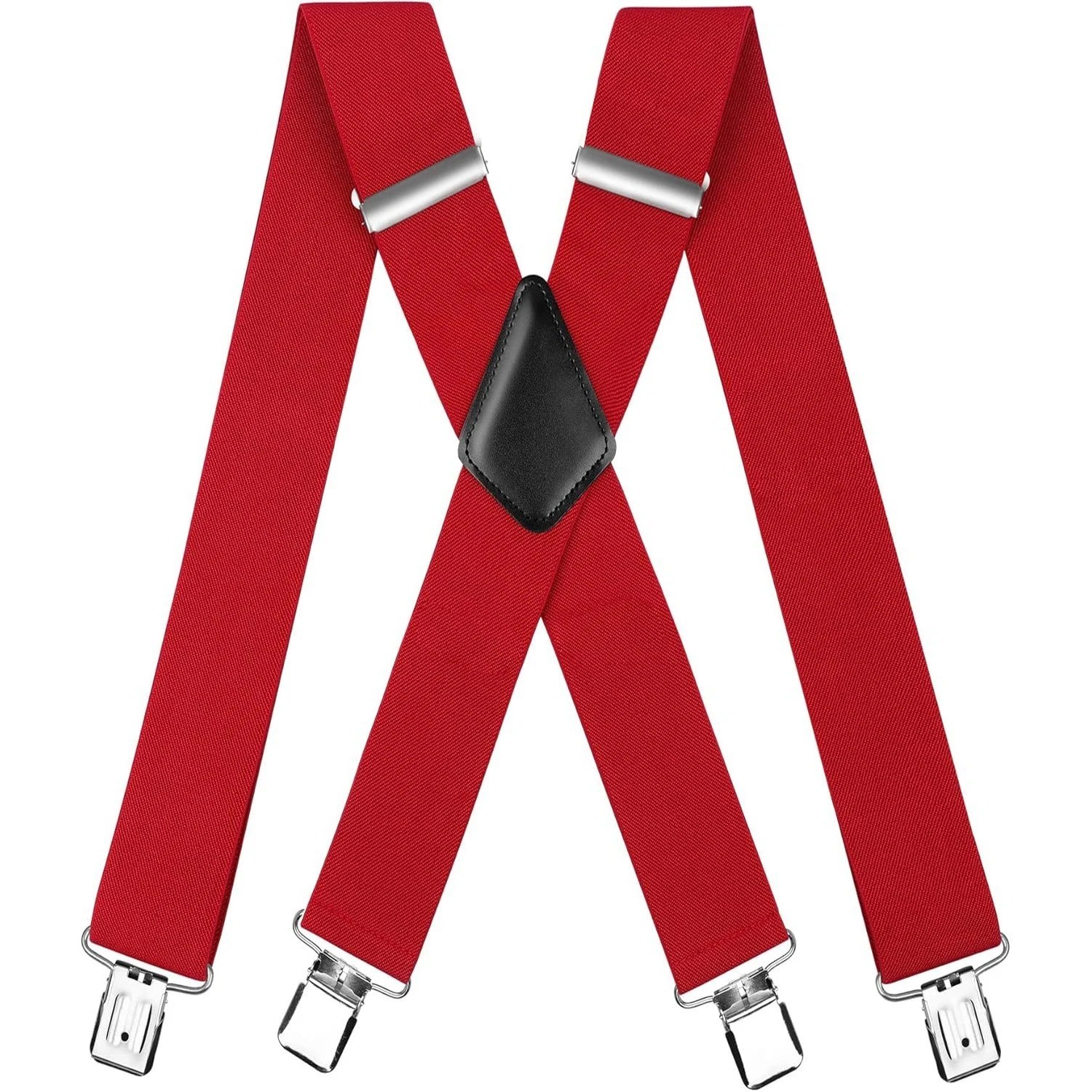 Men's Rider Braces X Shape Heavy Duty 48 Inch Elastic Suspenders Clip-On