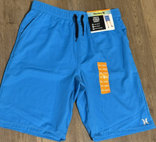 Hurley Boys Hybrid Shorts Blue XXL 18/20 Stretch Drawstring Mesh Pockets