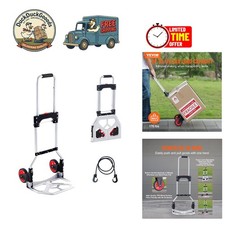 Ultra Lightweight 176 lbs Folding Cart with Rubber Wheels  Telescoping Handle
