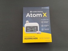  NEW -Audien Hearing Atom x Wireless Rechargeable OTC Hearing Aids- NEVER OPEN 