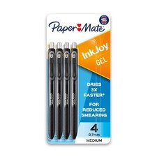 Paper Mate InkJoy Gel Pens, Medium Point, Black, 4-Pack