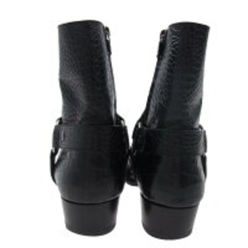 Saint Laurent Wyatt Leather Harness Ring Boots Size 41 Black Used