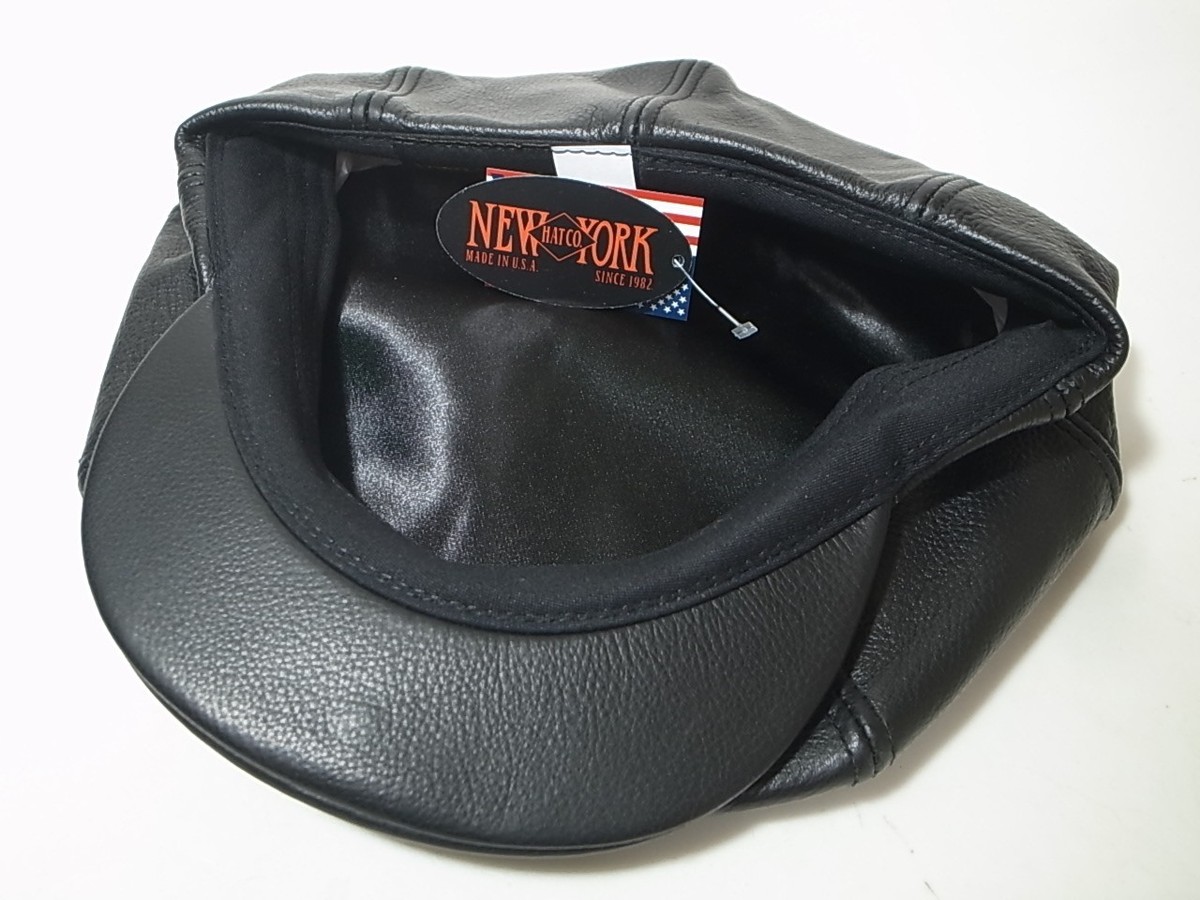 New York Hat Co Lamba Newsboy Leather Black size L Made in USA | eBay