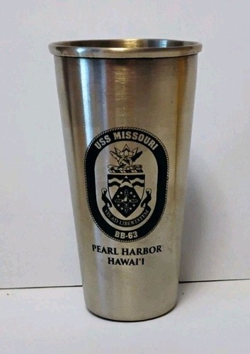 USS Missouri BB-63 Stainless Steel Shot Glass Navy Battleship Souvenir