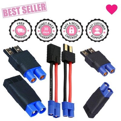 2 Pairs Traxxas ID to EC3 Male/Female Battery Adapters for Efficient Charging