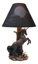 Ebros Black Unicorn Sculptural Desktop Table Lamp with Night Sky Shade 19" Tall