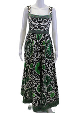 Alice + Olivia Women Black Maxi Sundress Square Neck Zip Sleeveless Size 8