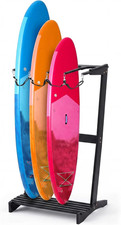 Surfboard Rack Freestanding Vertical Surf Board Stand for 4 Boards Bamboo Displa