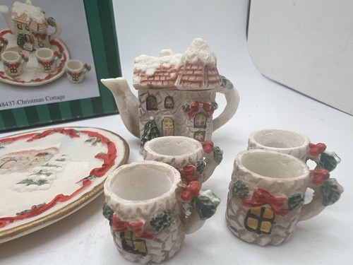 Juego de té vintage miniatura de casa de Navidad 1995 - Imagen 3 de 5