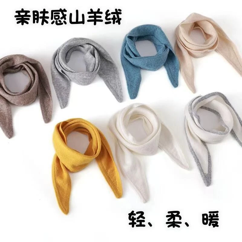 Goat Hair Triangular Scarf Small Neck Warmer Knitted Woolen Neck Warmer