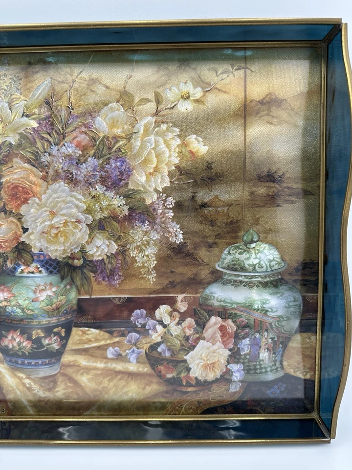 Lena Liu Glass Artwork Tray Stained Glass/Brass Edging Possibly OOAK? - Image 4 of 4