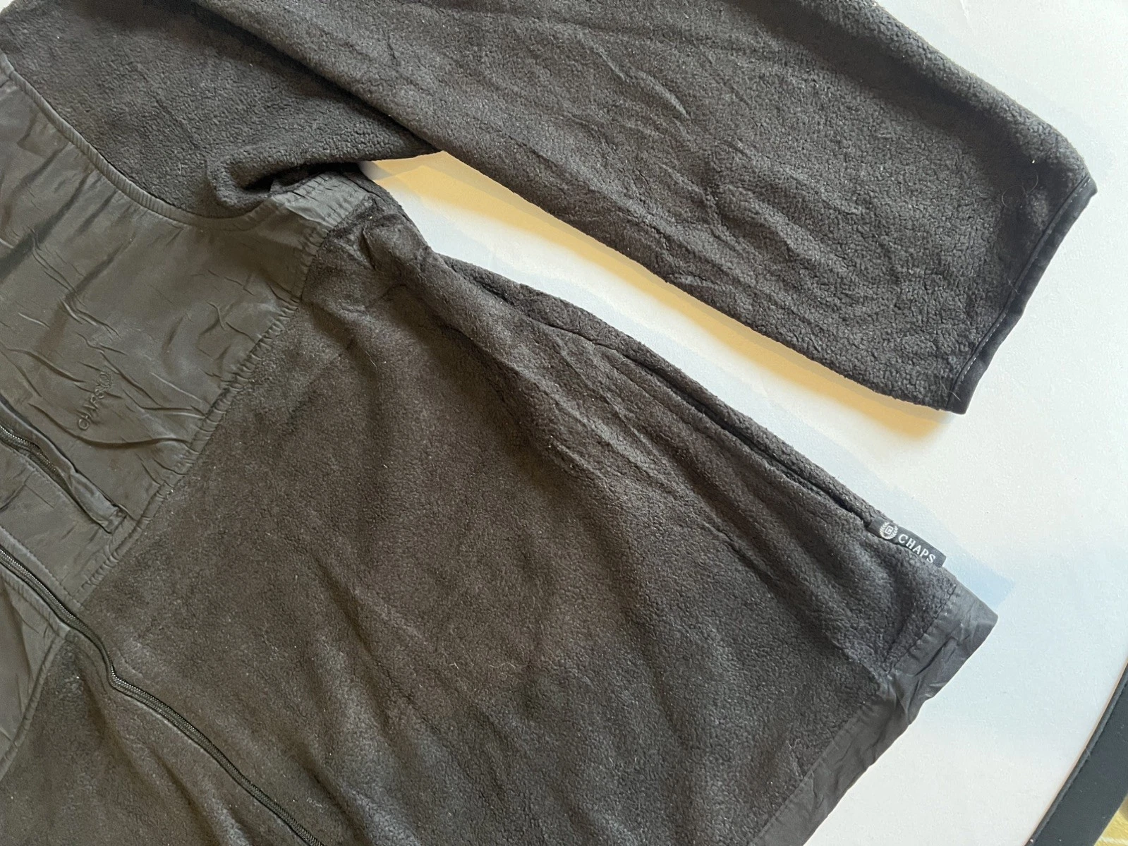 CHAPS Black Fleece Vintage Drawstring Hem Jacket Mens Full Zip XXL Pockets