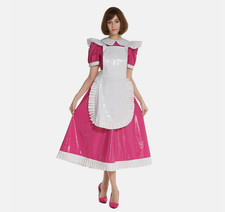 French Maid Girl Sissy Lockable Pink PVC Dress Cosplay Costume Tailor-made