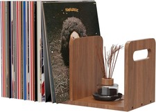 Wooden Vinyl Record Storage with Adjustable Divider Magazine Holder Desktop