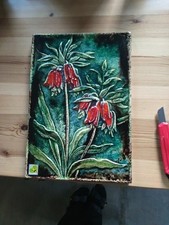 Karlruhe Majolika Wandbild Kaiserkrone, Entwurf Meschede, L. ~ 40cm, ~ Vintage