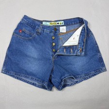 Mudd Jeans Vintage High Waisted Denim Shorts Medium Wash Button Fly Size 9 90s