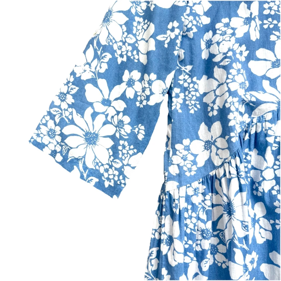 Ro’s Garden Deauville Short Dress Womens Small Blue Floral Preppy Feminine Soft - Image 2 of 4