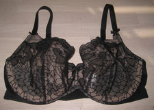 WACOAL 55126 "Pure Indulgence" Black Sheer Embroidered Unlined Underwire Bra 34D