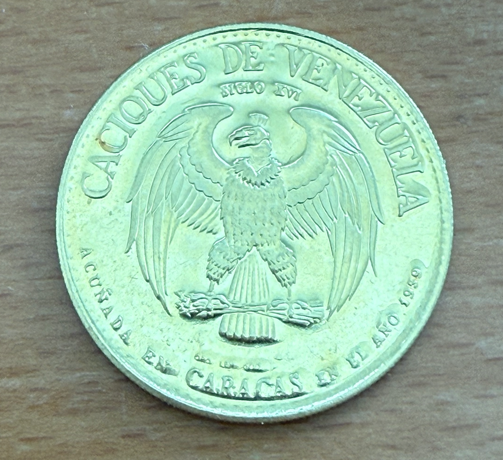Venezuela 1959 Gold 12.2 gram Medal Indian Chiefs - Guaicaipuro
