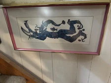 Oliver Grimley Signed Vintage Artwork In Original Framed 25”x13”