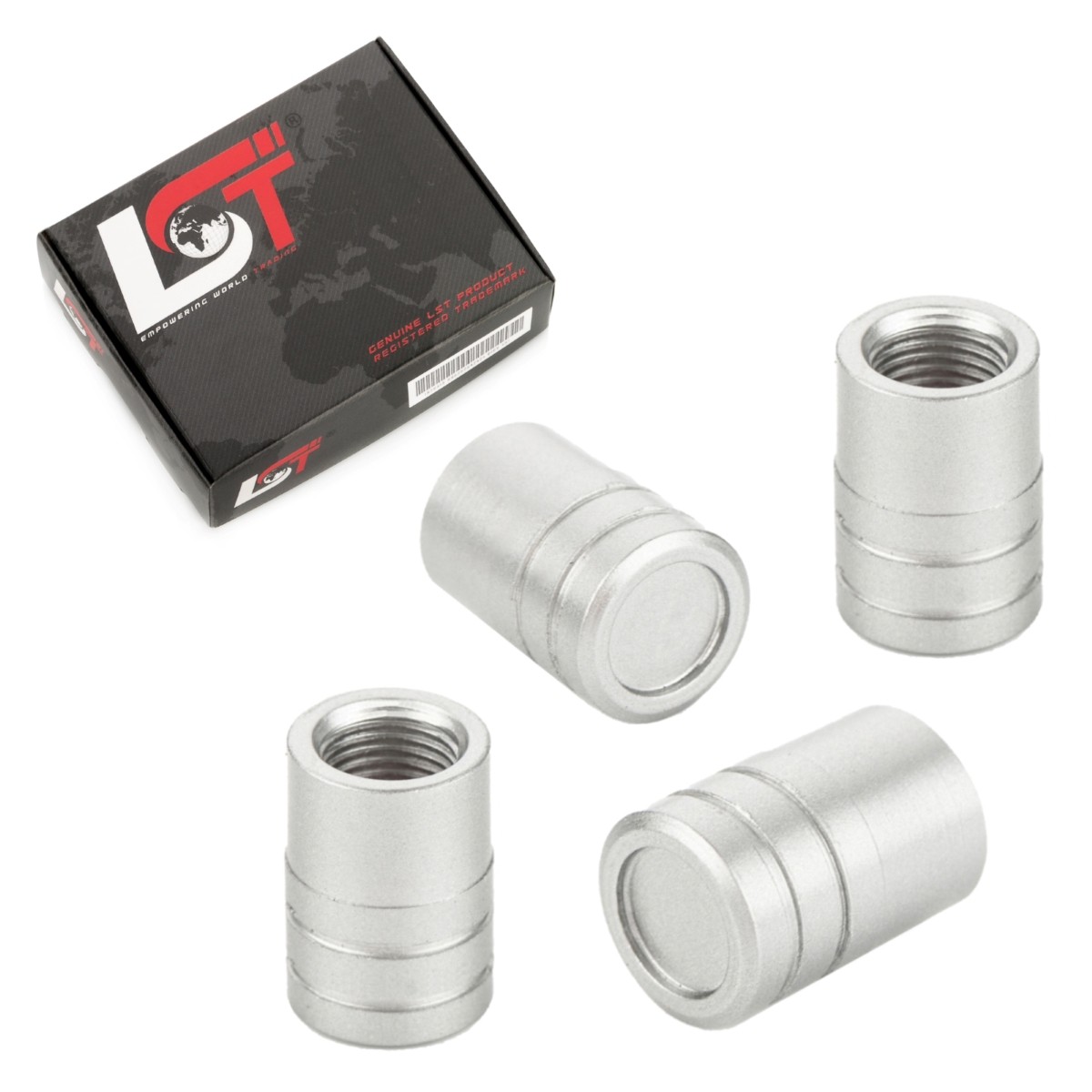 4x Aluminum Cylinder Valve Cap Seal Tire Cap Silver for VW GOLF JETTA EOS