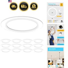 Sunco 12 Pack Goof Rings for 6 Inch Recessed Lights, Flush Mount White Can Li...