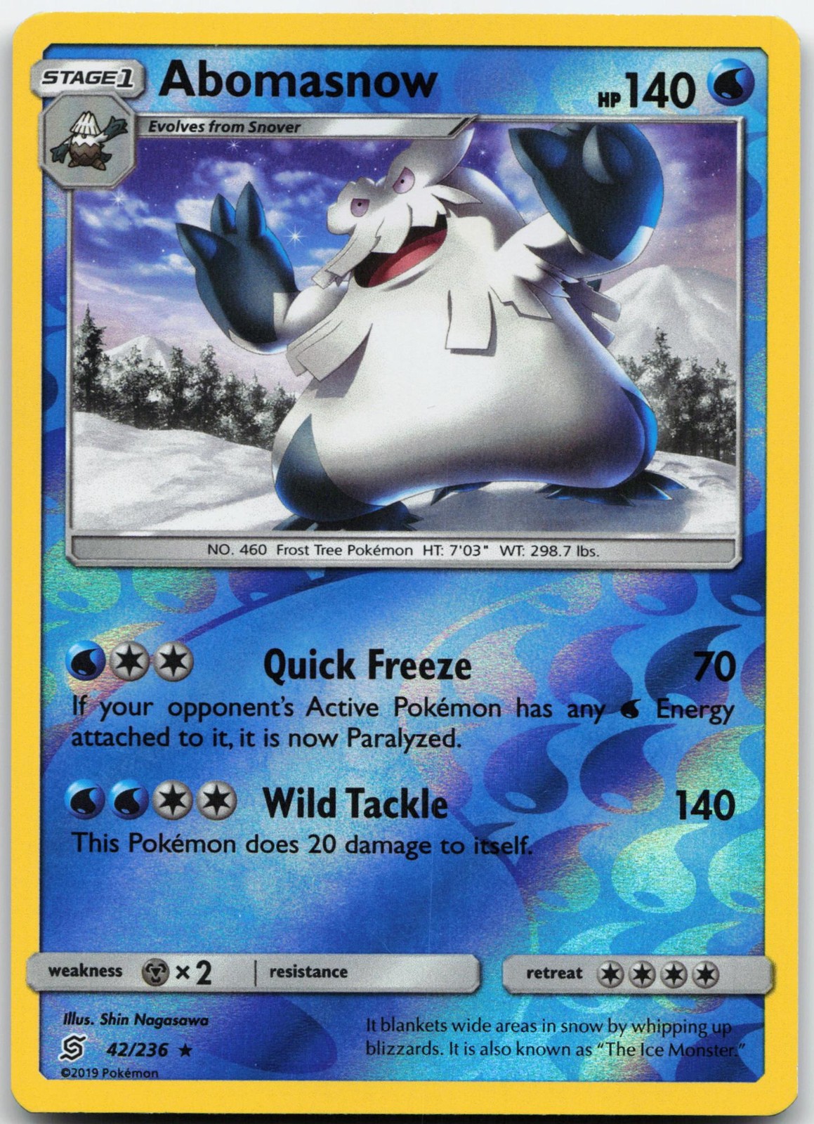 ABOMASNOW 42/236 RARE UNIFIED MINDS POKEMON REVERSE HOLO LP