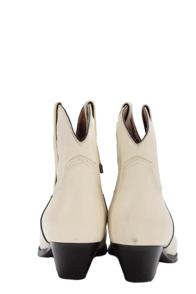 Lolacruz 女式尖头古巴高跟鞋西部踝靴米色 38 码 — 第 3/4 张图片