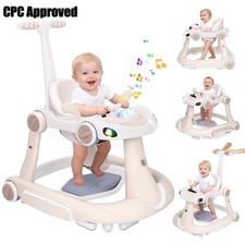 5 in 1 Foldable Baby Walker w/ Music Light & Wheels,Height Adjustable for Infant