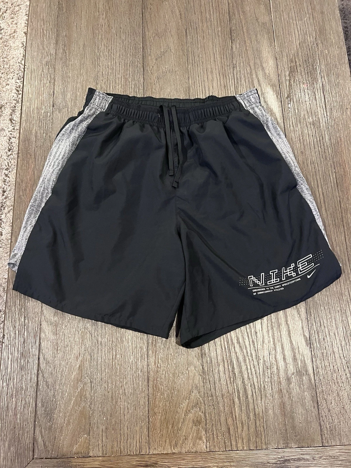 Mens Nike Lined Running Shorts Black Gray Medium M