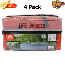 Adult Type II Life Vest 4-Pack with Storage Bag Orange Color for Water Safety