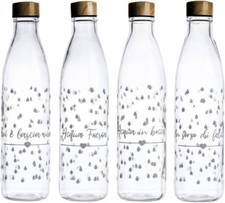 Bottiglia Vetro Acqua Lt 1 Con Tappo a Vite Acciaio Trasparente Serigrafata 4x