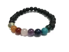 Baltic Essentials Chakra Lava Rock Balance Bracelet Yoga Teen Amethyst Lapis