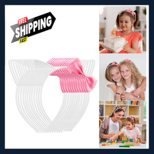 Cat Ears Headbands Pack of 12 Pink Bow White Plastic Hair Accessories Party
