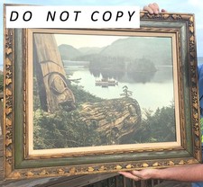 Historic 1941 Hand Tinted Photo Joseph Yolo Tongass Alaska, Killer Whale Totem