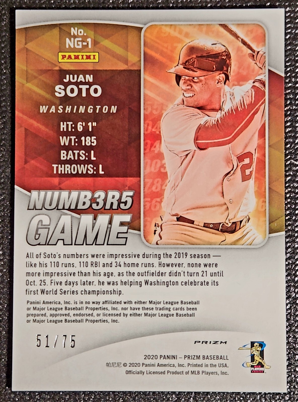 2020 Panini Prizm Baseball JUAN SOTO Numbers Game /75 Power Plaid Yankees eBay