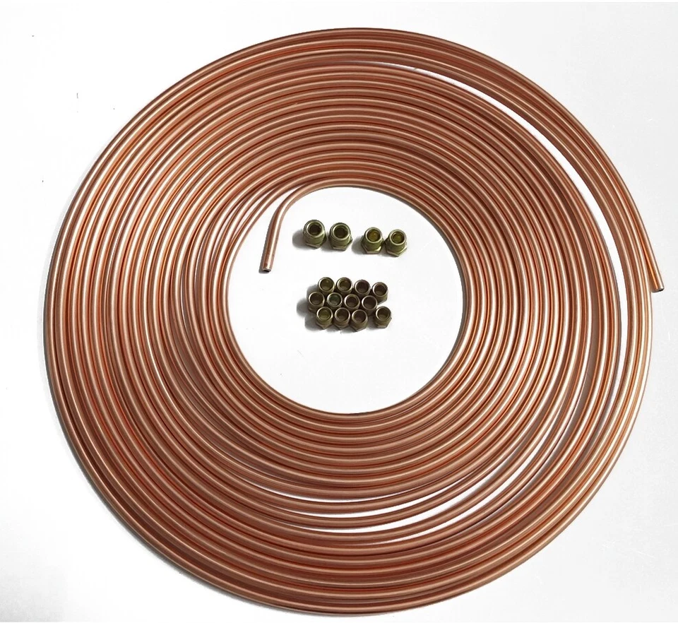 Kit de tubos de línea de freno de 1/4" 50 pies 16 tornillos para transmisión de frenado hidráulico 1 pieza Foto 4 de 4