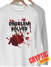 Problem Solved Halloween T SHIRT Funny Blood Splatter Scary Bloody Joke NEW TEE