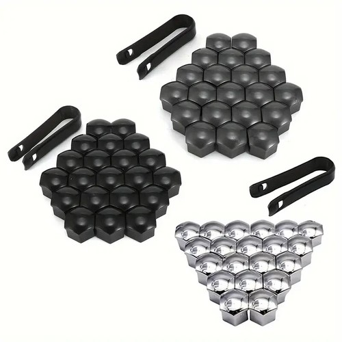 Black Wheel Nut Bolt Covers - Universal 17mm - 20PCS Set - With Removal Tool - Picture 10 of 11