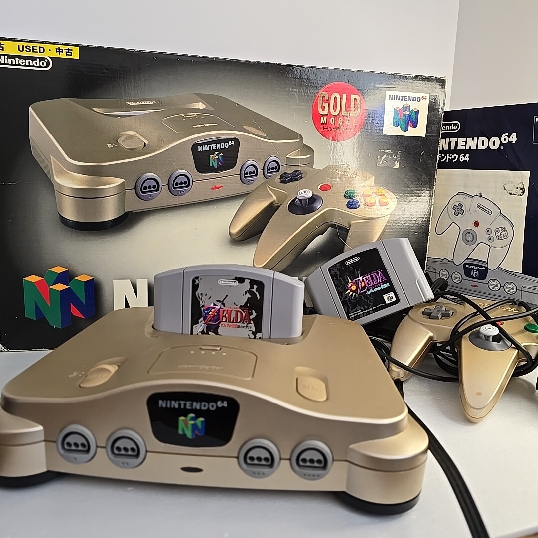 NINTENDO 64 Gold Console CIB Authentic from Japan W/Zelda Ocarina