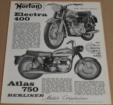 1963 Print Ad Norton Electra 400 Atlas 750 Motorcycle Berliner Motor Corp Art