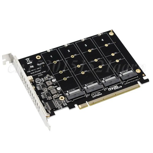4 Port M.2 NVME SSD To PCIE X16 Hard Drive Converter 4X32Gbps Reader - Afbeelding 8 van 24