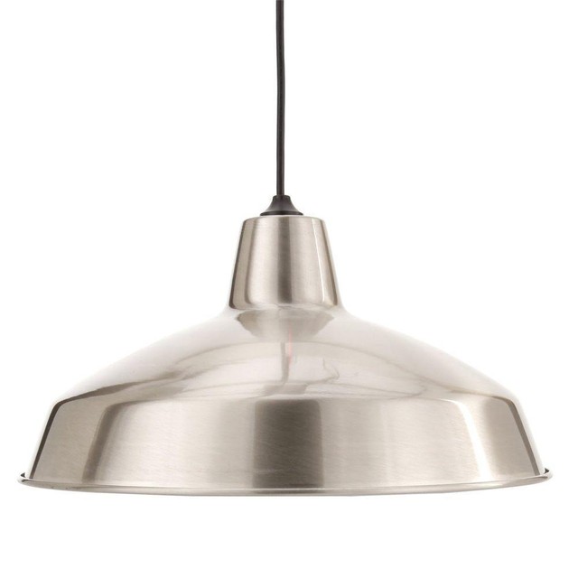Hampton Bay 1 Light Brushed Nickel Warehouse Pendant X3 1 Light Brushed Nickel Warehouse Pendant Hampton Bay Fixture