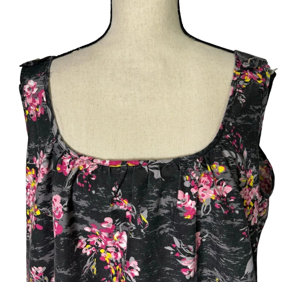 Vestido Anthony Richards 2X Negro Estampado Floral Correas Ajustables Bolsillos Foto 3 de 4
