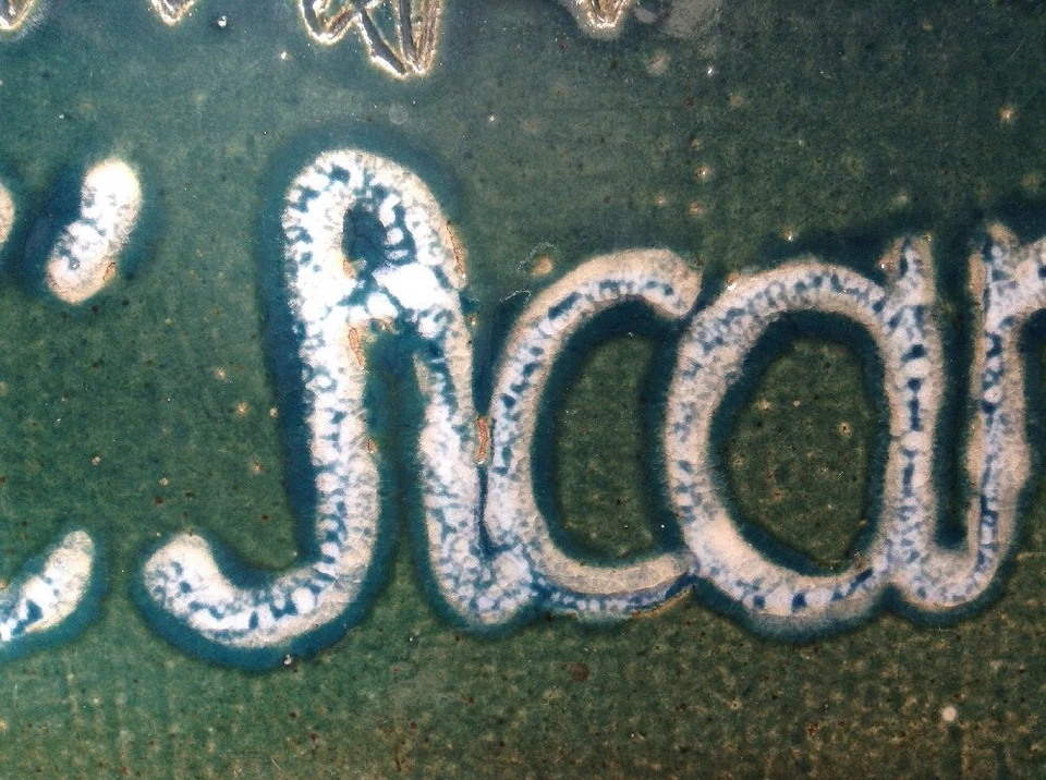 VINTAGE FRENCH CERAMIC HOUSE SHOP SIGN NAME L'ACANTHE ACANTHUS LEAF PLAQUE RUSTI - Image 4 of 4