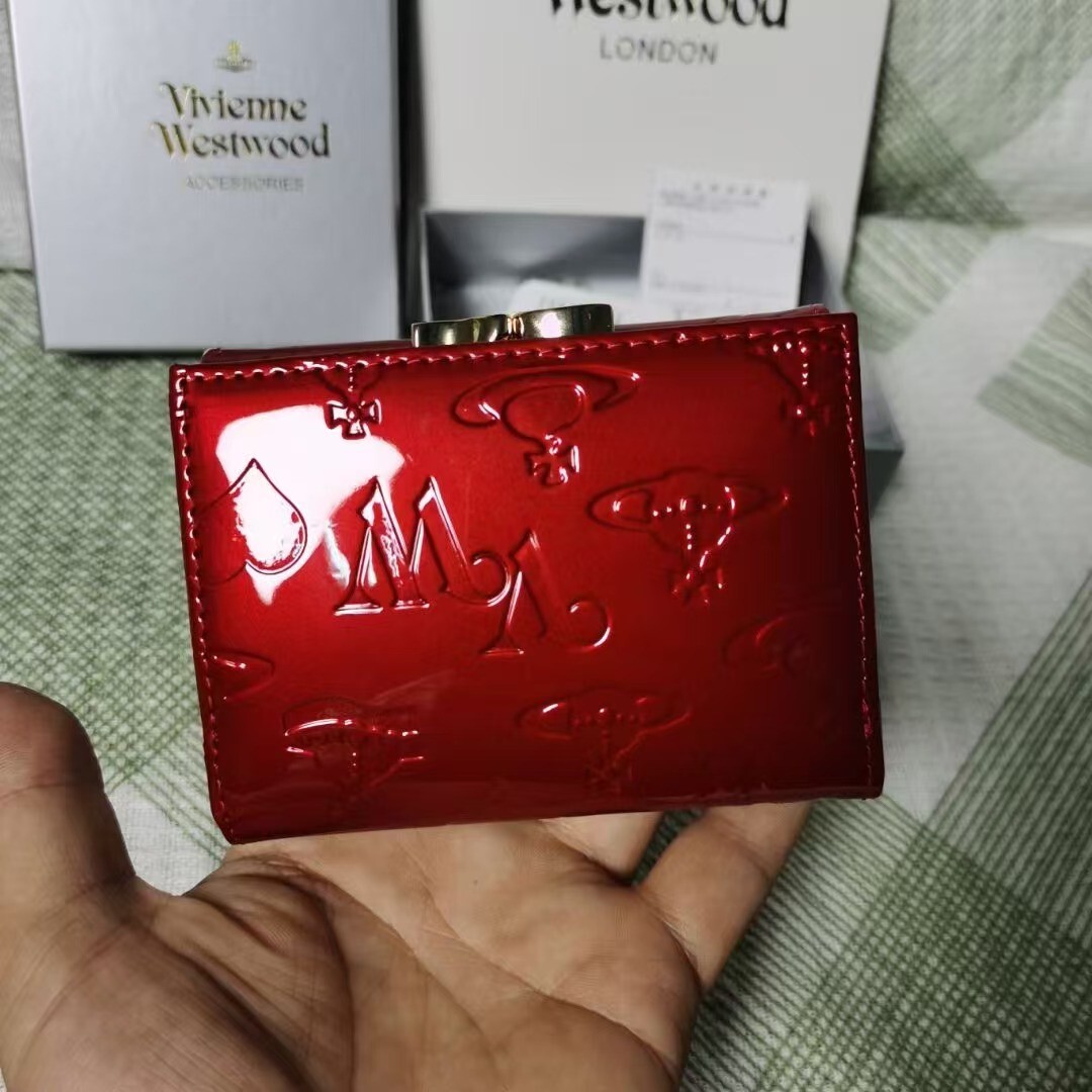 Vivienne Westwood Clasp Trifold Wallet Enamel Fabric Orb