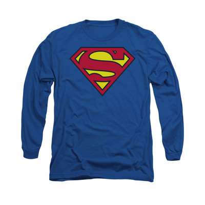SUPERMAN CLASSIC LOGO Licensed Adult Men's Long Sleeve Graphic Tee